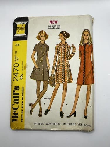 Vintage 1960s 1970s Sewing Pattern Girls Women’s Dress Miniskirt McCall’s 2470