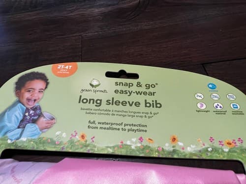 NEW GreenSprouts Long Sleeve Bib 2T - 4T Green Sprouts Bib Snap & Go Easy Wear - Thumbnail 3