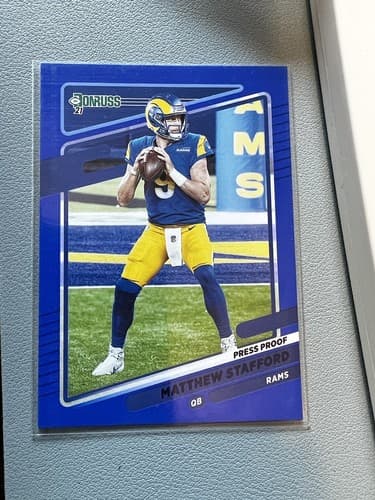 Matthew Stafford 2021 Panini Donruss Blue Press Proof Card #139 Los Angeles Rams - Thumbnail 4