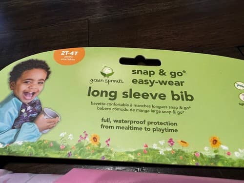 NEW GreenSprouts Long Sleeve Bib 2T - 4T Green Sprouts Bib Snap & Go Easy Wear - Thumbnail 2
