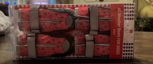 NEW Keyeez All Weather Boots For Dogs Size Small Pink Red Booties Shoes Slippers - Thumbnail 3