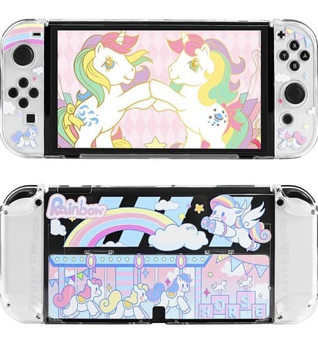 FANPL Rainbow Carousel Compatible with Nintendo Switch OLED Case Cover Unicorn