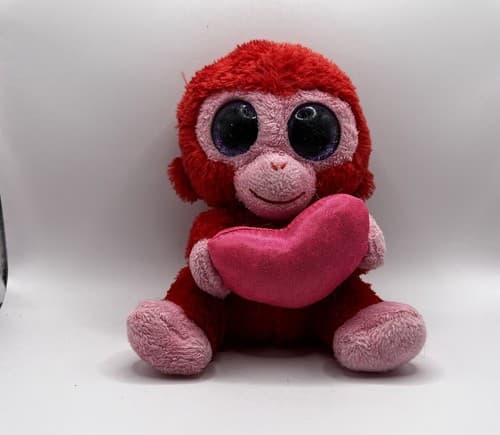 TY Beanie Baby Babies Stuffed Animal Plush Red Monkey Pink Heart