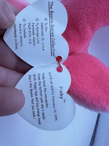 TY Beanie Baby Babies Stuffed Animal Plush Flamingo Pinky 1995 - Thumbnail 7