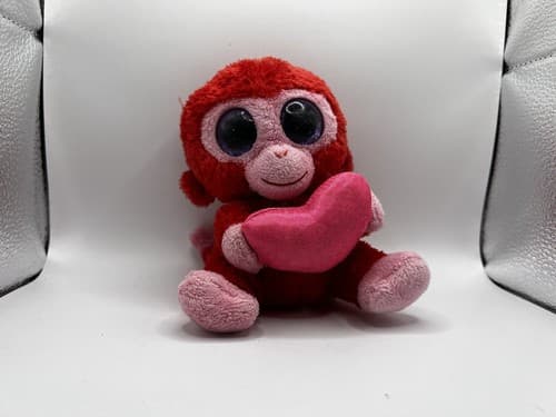 TY Beanie Baby Babies Stuffed Animal Plush Red Monkey Pink Heart - Thumbnail 7