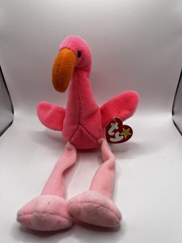 TY Beanie Baby Babies Stuffed Animal Plush Flamingo Pinky 1995 - Thumbnail 2
