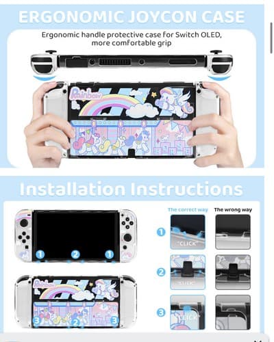 FANPL Rainbow Carousel Compatible with Nintendo Switch OLED Case Cover Unicorn - Thumbnail 14