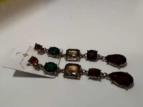 Gemstone Dangle Earrings Jane Marie Elegant Long Statement Jewelry Holiday NEW - Thumbnail 3