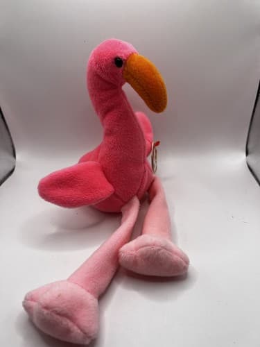 TY Beanie Baby Babies Stuffed Animal Plush Flamingo Pinky 1995 - Thumbnail 3