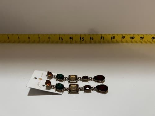 Gemstone Dangle Earrings Jane Marie Elegant Long Statement Jewelry Holiday NEW - Thumbnail 4