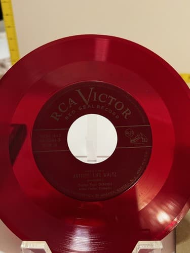Red Vinyl Set Strauss Waltzes Boston Pops Orchestra Box Set of 4 RCA Victor 1949 - Thumbnail 2