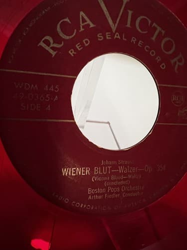 Red Vinyl Set Strauss Waltzes Boston Pops Orchestra Box Set of 4 RCA Victor 1949 - Thumbnail 15