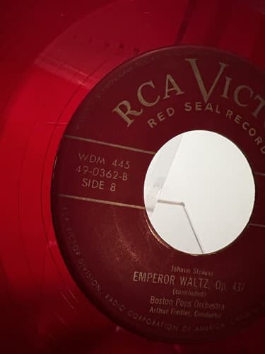 Red Vinyl Set Strauss Waltzes Boston Pops Orchestra Box Set of 4 RCA Victor 1949 - Thumbnail 19