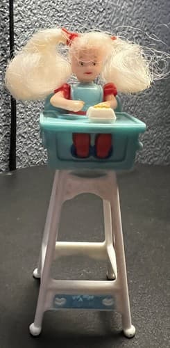 Vintage 1998 Mattel McDonald's Barbie Kelly Doll In High Chair Happy Meal Toy