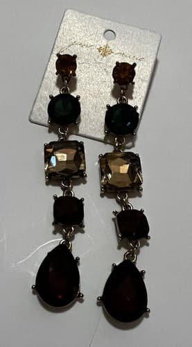 Gemstone Dangle Earrings Jane Marie Elegant Long Statement Jewelry Holiday NEW