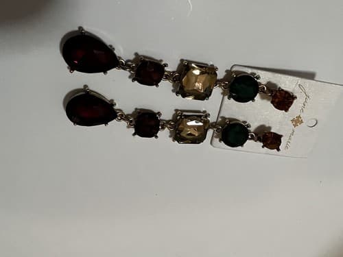 Gemstone Dangle Earrings Jane Marie Elegant Long Statement Jewelry Holiday NEW - Thumbnail 2