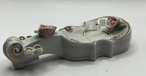 Vintage Mid Century THAMES BONE CHINA Flowered Hand Painted Violin Trinket Dish - Thumbnail 7
