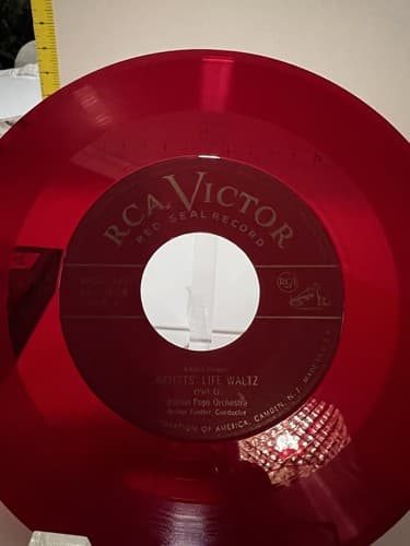 Red Vinyl Set Strauss Waltzes Boston Pops Orchestra Box Set of 4 RCA Victor 1949 - Thumbnail 11