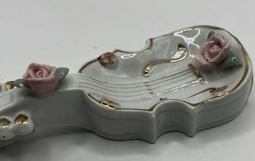 Vintage Mid Century THAMES BONE CHINA Flowered Hand Painted Violin Trinket Dish - Thumbnail 6