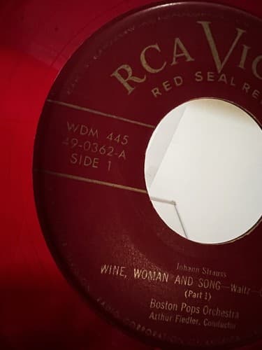 Red Vinyl Set Strauss Waltzes Boston Pops Orchestra Box Set of 4 RCA Victor 1949 - Thumbnail 17
