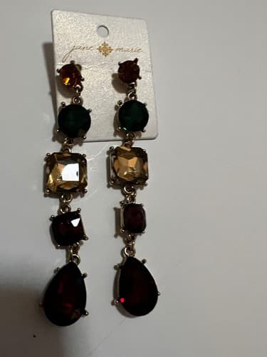 Gemstone Dangle Earrings Jane Marie Elegant Long Statement Jewelry Holiday NEW - Thumbnail 7