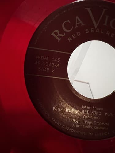 Red Vinyl Set Strauss Waltzes Boston Pops Orchestra Box Set of 4 RCA Victor 1949 - Thumbnail 21