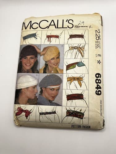 Vintage 1970s 1979 Sewing Patterns Women Girls Accessories & Hair McCall’s 6849