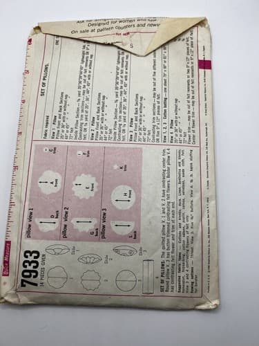 Vintage 1960s 1968 Sewing Pattern Throw Pillow Flower Child Retro Simplicity - Thumbnail 2
