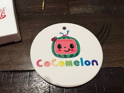 Cocomelon Watermelon Christmas Ornament Porcelain Medallion NEW NIB - Thumbnail 3