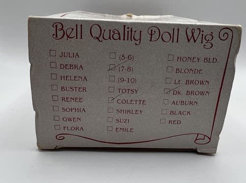Vintage Bell Doll Wig Hair Colette 7-8 inch Dark Brown RWC073 New In Box NIB - Thumbnail 2