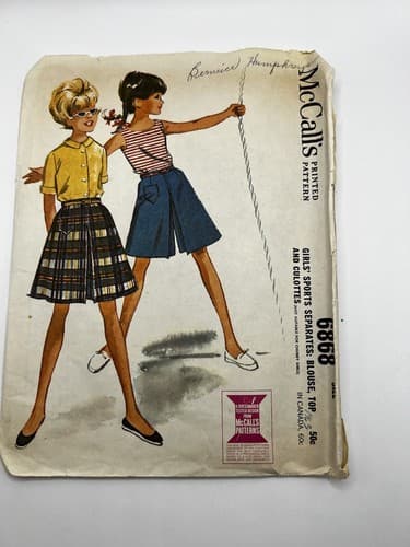 Vintage 1960s 1963 Sewing Pattern Girls Dress Skirt Top McCall’s 6868