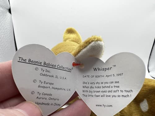 TY Beanie Baby Babies Stuffed Animal Plush Whisper 1997 1998 - Thumbnail 7