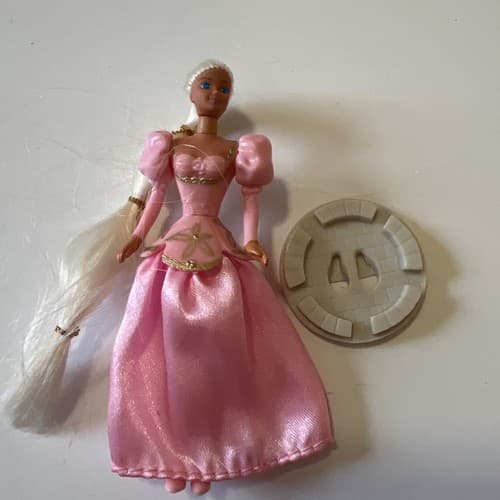 McDonald's Rapunzel Barbie Doll Happy Meal Mattel #2 Figurine With Base 1996 - Thumbnail 2