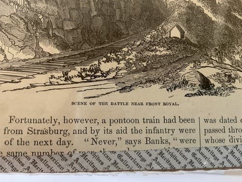 Antique Wood Engraving Civil War 1862 Front Royal Battle Harper’s Pictorial - Thumbnail 4