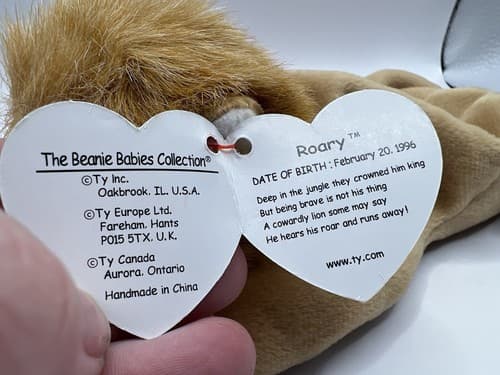 TY Beanie Baby Babies Stuffed Animal Plush Roary 1996 - Thumbnail 7