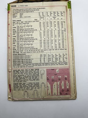 Vintage 1970s 1970 Sewing Pattern Girls Outerwear Jacket Coat Simplicity 9048 - Thumbnail 2