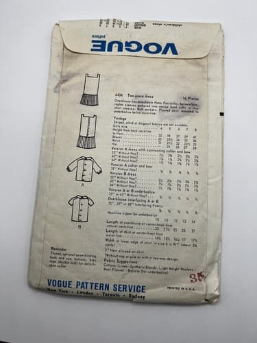 Vintage 1960s Sewing Pattern Girl’s Dresses VOGUE 6434 - Thumbnail 2