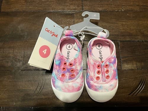 Cat Jack Pink Purple Girl’s Tennis Size 4 Slip-On Canvas Tie-Dye Shoes Girl NWT - Thumbnail 2