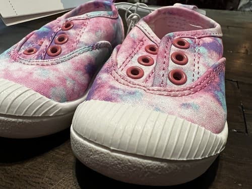 Cat Jack Pink Purple Girl’s Tennis Size 4 Slip-On Canvas Tie-Dye Shoes Girl NWT - Thumbnail 3