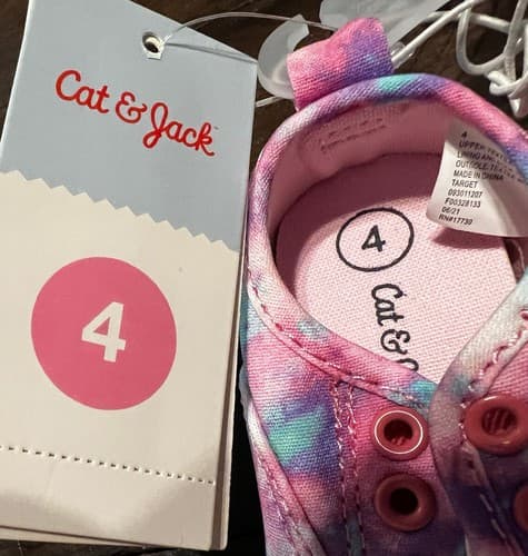 Cat Jack Pink Purple Girl’s Tennis Size 4 Slip-On Canvas Tie-Dye Shoes Girl NWT - Thumbnail 4