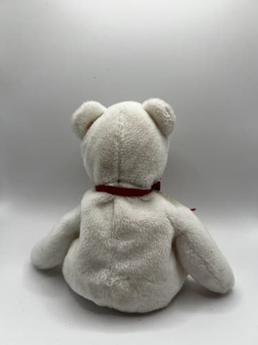 TY Beanie Baby Babies Stuffed Animal Plush White Bear Valentino 1993 - Thumbnail 4