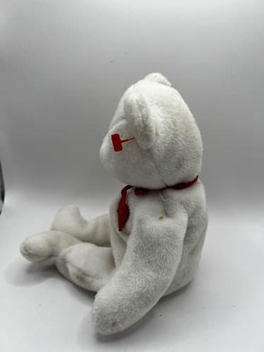 TY Beanie Baby Babies Stuffed Animal Plush White Bear Valentino 1993 - Thumbnail 6