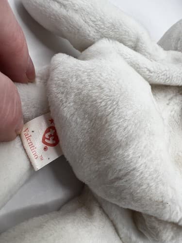 TY Beanie Baby Babies Stuffed Animal Plush White Bear Valentino 1993 - Thumbnail 10