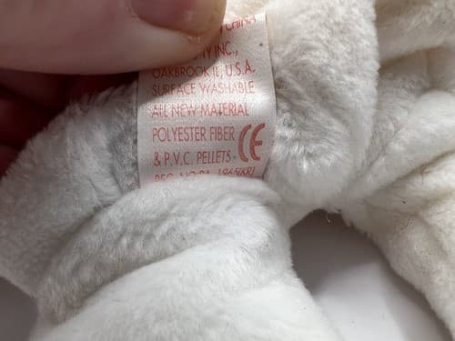 TY Beanie Baby Babies Stuffed Animal Plush White Bear Valentino 1993 - Thumbnail 14