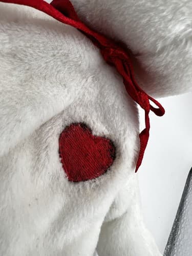 TY Beanie Baby Babies Stuffed Animal Plush White Bear Valentino 1993 - Thumbnail 3