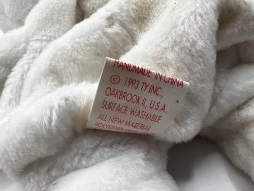 TY Beanie Baby Babies Stuffed Animal Plush White Bear Valentino 1993 - Thumbnail 16
