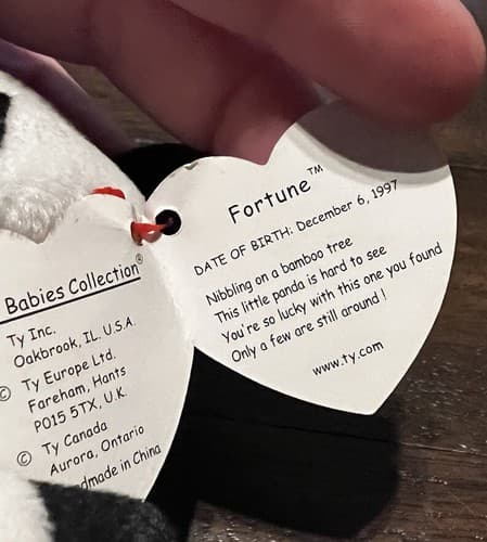 FORTUNE TY BEANIE BABY Babies Rare 1997 Panda W/ 1998 Tush Tag ERROR - Thumbnail 8