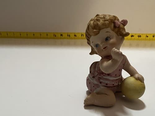Vintage Lefton Girl Playing Toys Ball Figurine - Thumbnail 8
