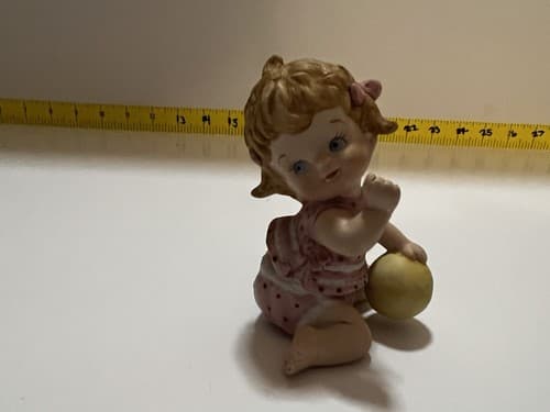 Vintage Lefton Girl Playing Toys Ball Figurine - Thumbnail 3