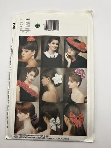 Vintage 1988 1980s Sewing Pattern Women Fashion Accessories Butterick 6654 - Thumbnail 2